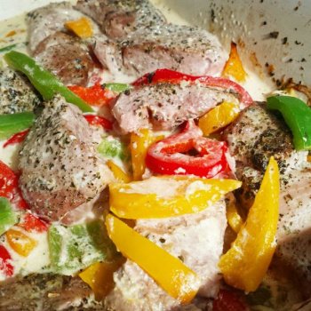 Filet mignon sur lit de poivrons