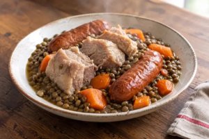 Petit Salé aux Lentilles Vertes, Saucisses de Montbéliard au Cookeo
