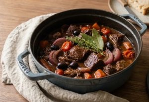 Daube de bœuf mijotée en cocotte