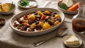 Blanquette d’agneau mijotée aux pommes de terre et carottes