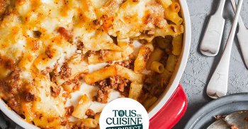 Macaroni au ragoût à la tomate, mozzarella de Cyril Lignac