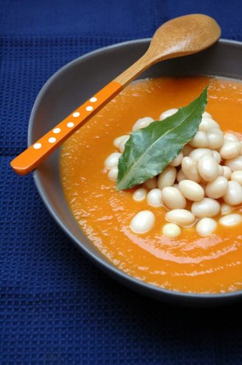 Velouté de potiron aux haricots blancs