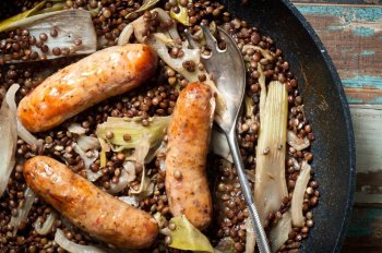 Saucisses aux lentilles au Monsieur Cuisine