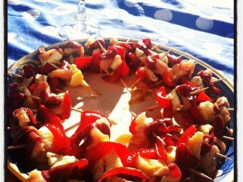 Amuse bouche Magret fumé poivron chèvre