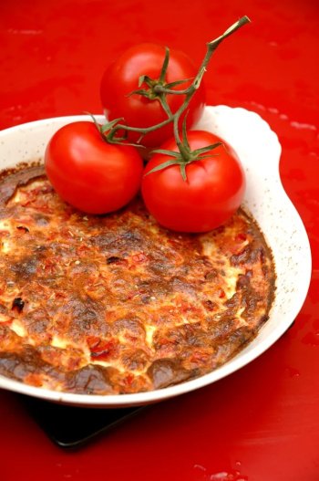 Flan tomates, jambon, gruyère