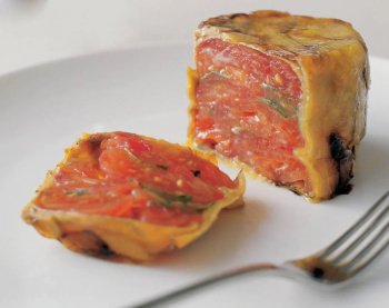 Terrine d'aubergines au coulis de tomates