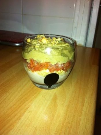 Verrines au caviar d'aubergine et mousse de thon