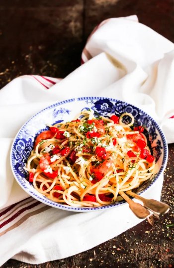 Pâtes aux poivrons et au chèvre au Cookeo