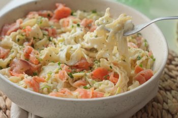 Pâtes crémeuses saumon et poireaux