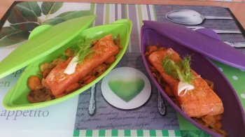 Papillote de saumon sur lit de fenouil et de carotte au cumin