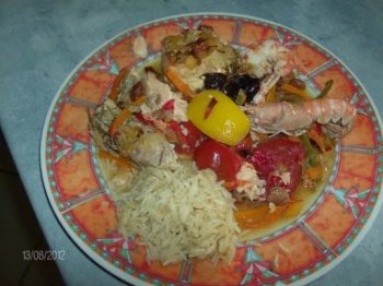Tajine de poissons et crustacés