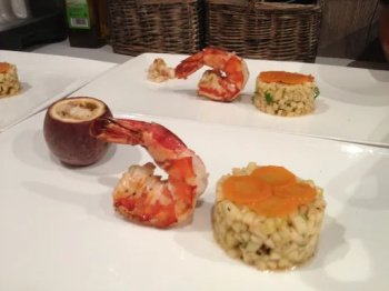 Tartare de courgettes et sa gambas