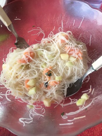 Vermicelles de riz à la truite fumée