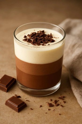 Mousse au chocolat blanc et au chocolat au lait
