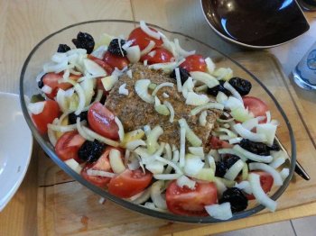 Rôti de porc sucré/salé et ses légumes