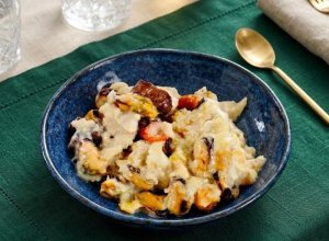 Gratin de poisson, fruits de mer et champignons