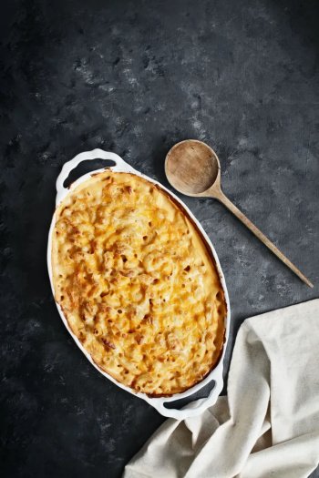 Nouilles aux lardons et mâche