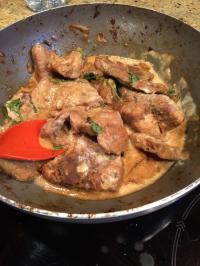 Sauté de porc à la sauce d'huître, riz au lait de coco