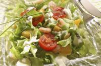Salade de crevettes aux pêches (recette légère)