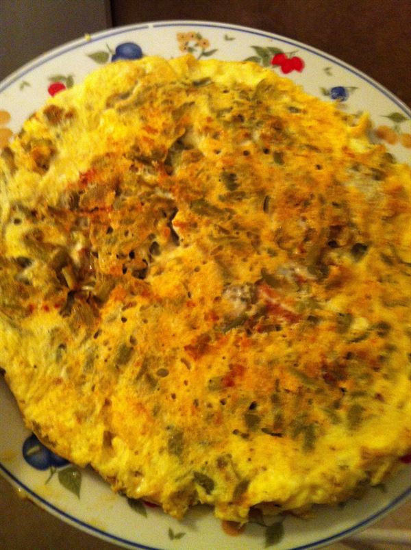 Omelette aux haricots verts