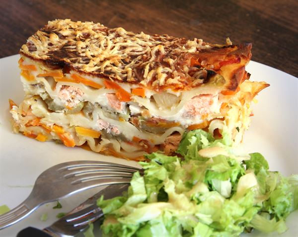 Lasagne saumon et julienne de légumes