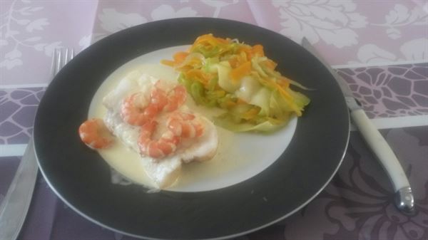 recette Lotte facile aux crevettes et à la crème