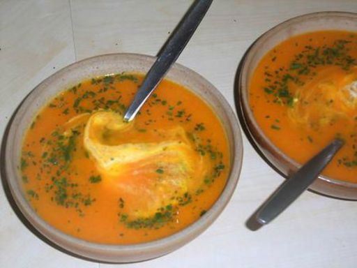 Velouté potimarron, tomates, lentilles corail
