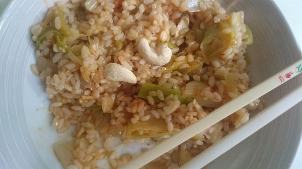 Risotto aux poireaux sauce au curry massaman