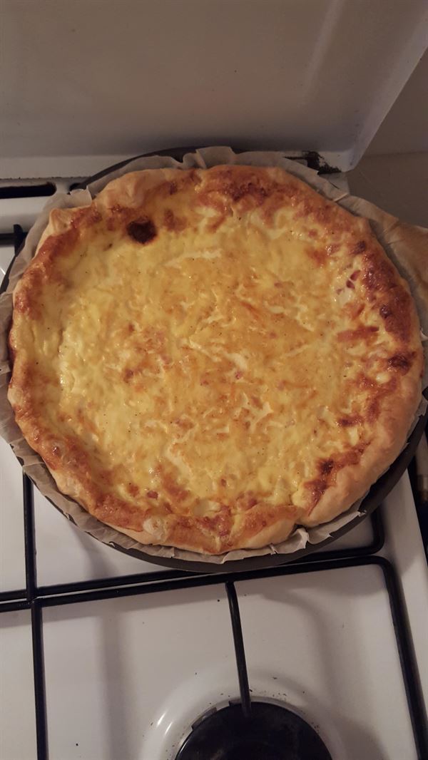 Quiche poulet et oignons sauce au cidre