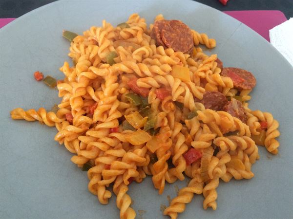 Pâtes au poivron et chorizo