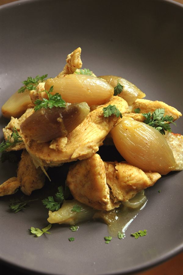 recette Poulet curry et échalotes