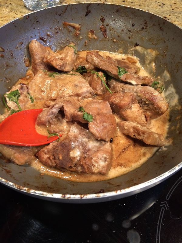 Sauté de porc à la sauce d'huître, riz au lait de coco