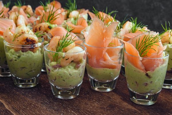 Verrines avocat saumon et sa glace à l'aneth