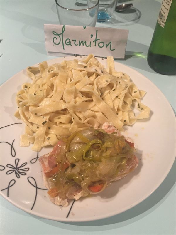 pavé de saumon au foie gras et miel en papillote
