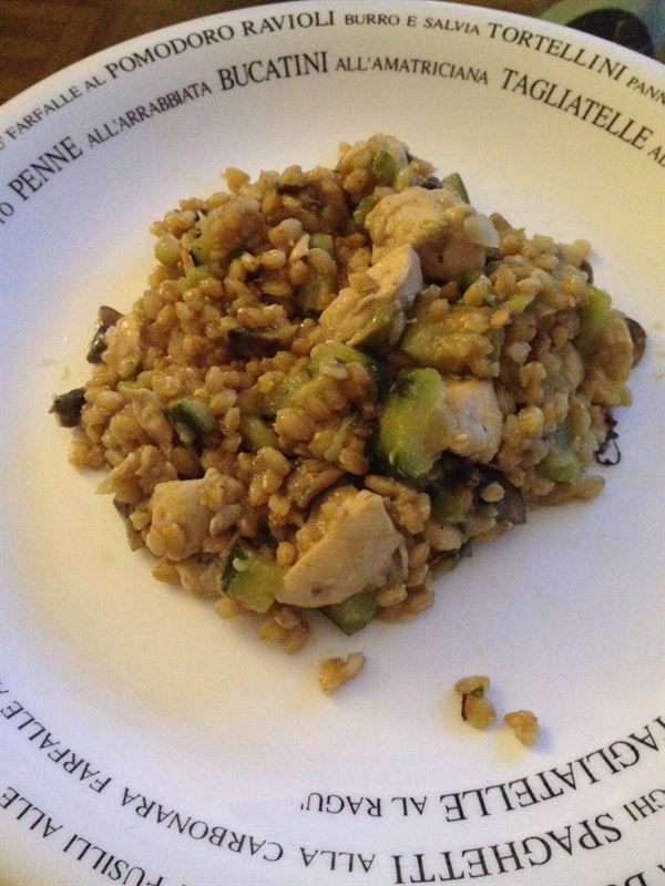 recette Le risotto d’épeautre poulet courgette