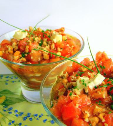Verrines tomate et ses deux fromages