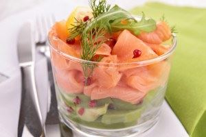 Verrine deux saumons et avocat