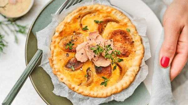 recette Fine quiche au boudin blanc et foie gras