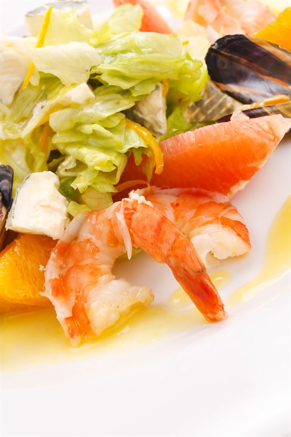 Salade de crevettes sauce à l'orange