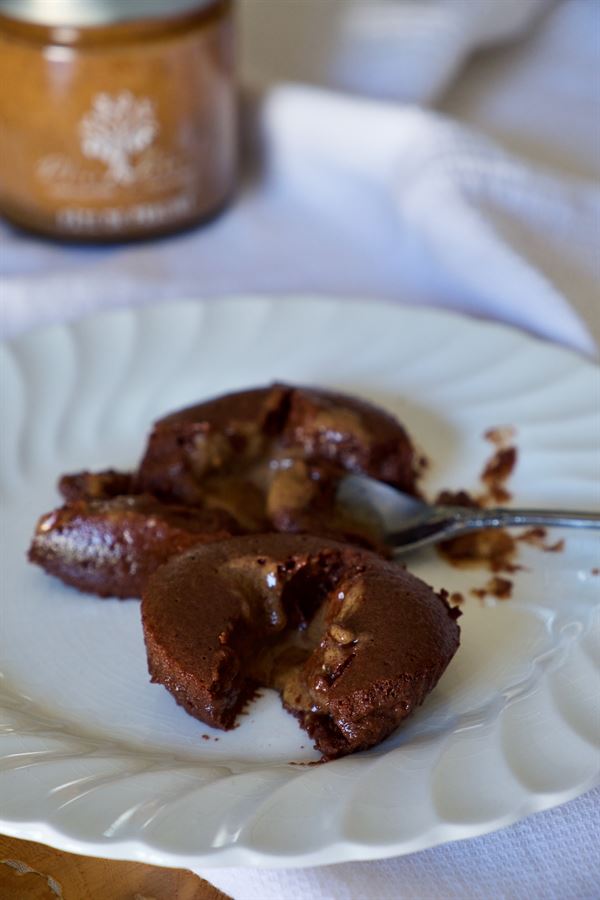 Mini fondants chocolat et praliné, aux blancs d'oeufs