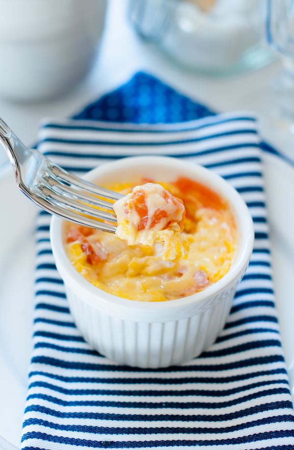 Oeuf cocotte au rôti de porc