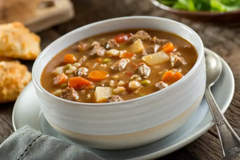 Potage à l'orge et à la viande des grisons au monsieur cuisine
