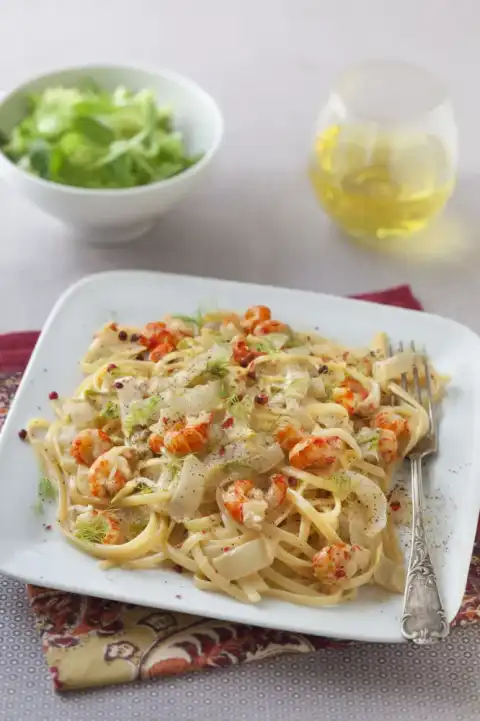 Linguines aux endives et chair d'écrevisses