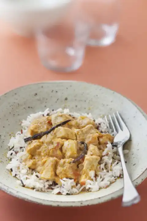 Poulet à la vanille et au lait de coco épicé