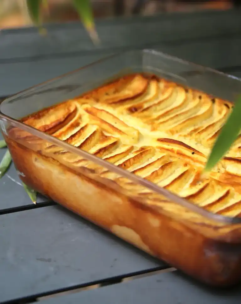 Flan chocolat blanc et pommes