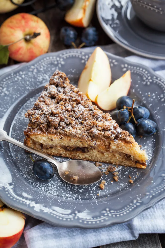 Tarte crumble pommes-bananes-raisin
