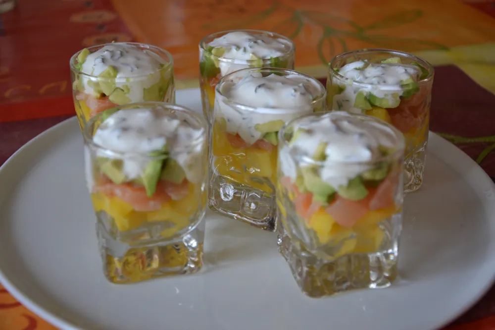 Verrine de saumon fumé et kiwi