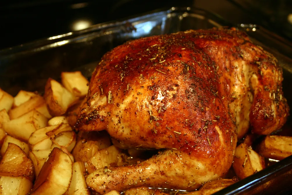 Poulet  au miel farci à la crème de roquefort