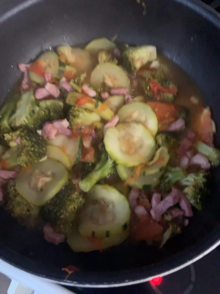fondue de légumes et petits lardons