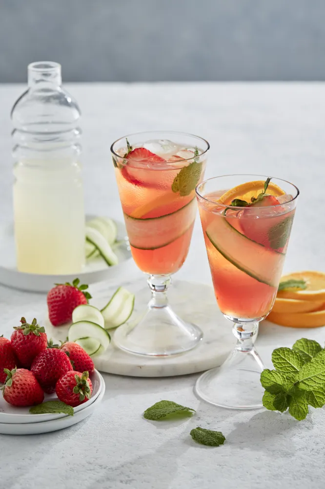 Mocktail fraise, citronnade, concombre